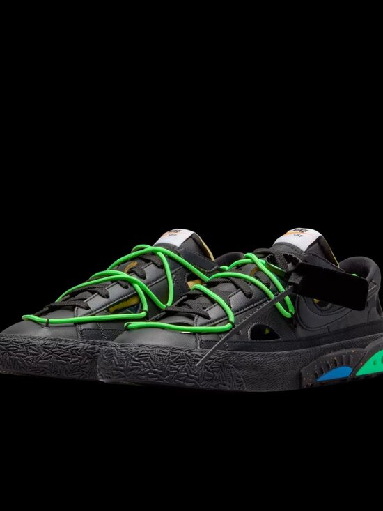 Nike Off-White x Blazer Low \'77 \'Black\' SIZE US 14 M New “Black / Electro Green” main image 8